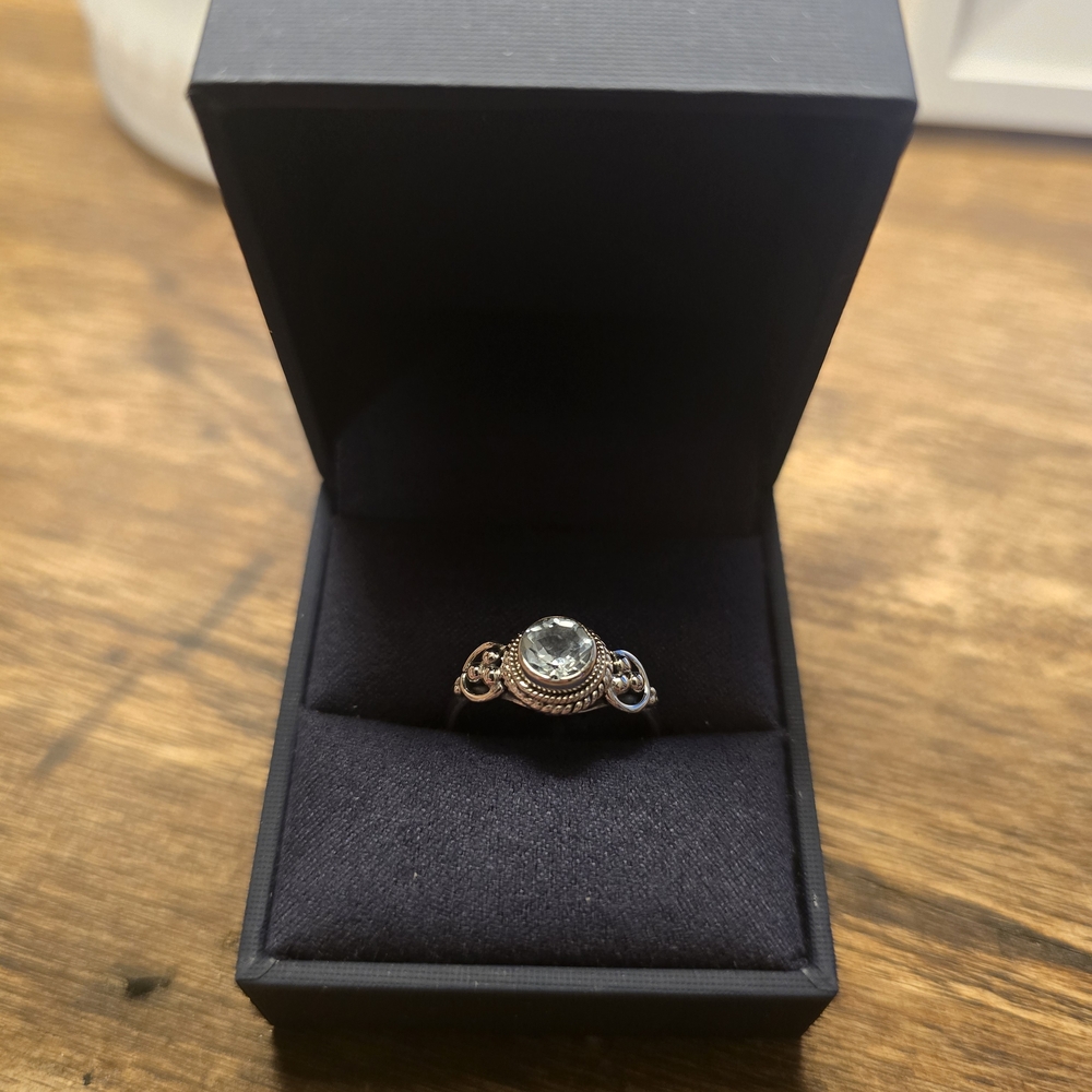 Aquamarine and Sterling Silver Ring Size 6